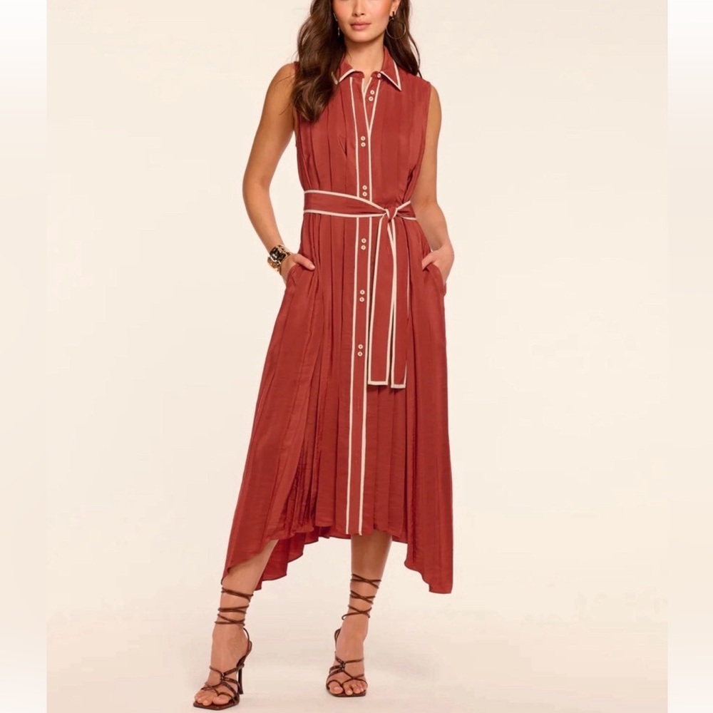 Ramy Brook Mídi Dress w/ Buttons at front and Belt. S. NWT.